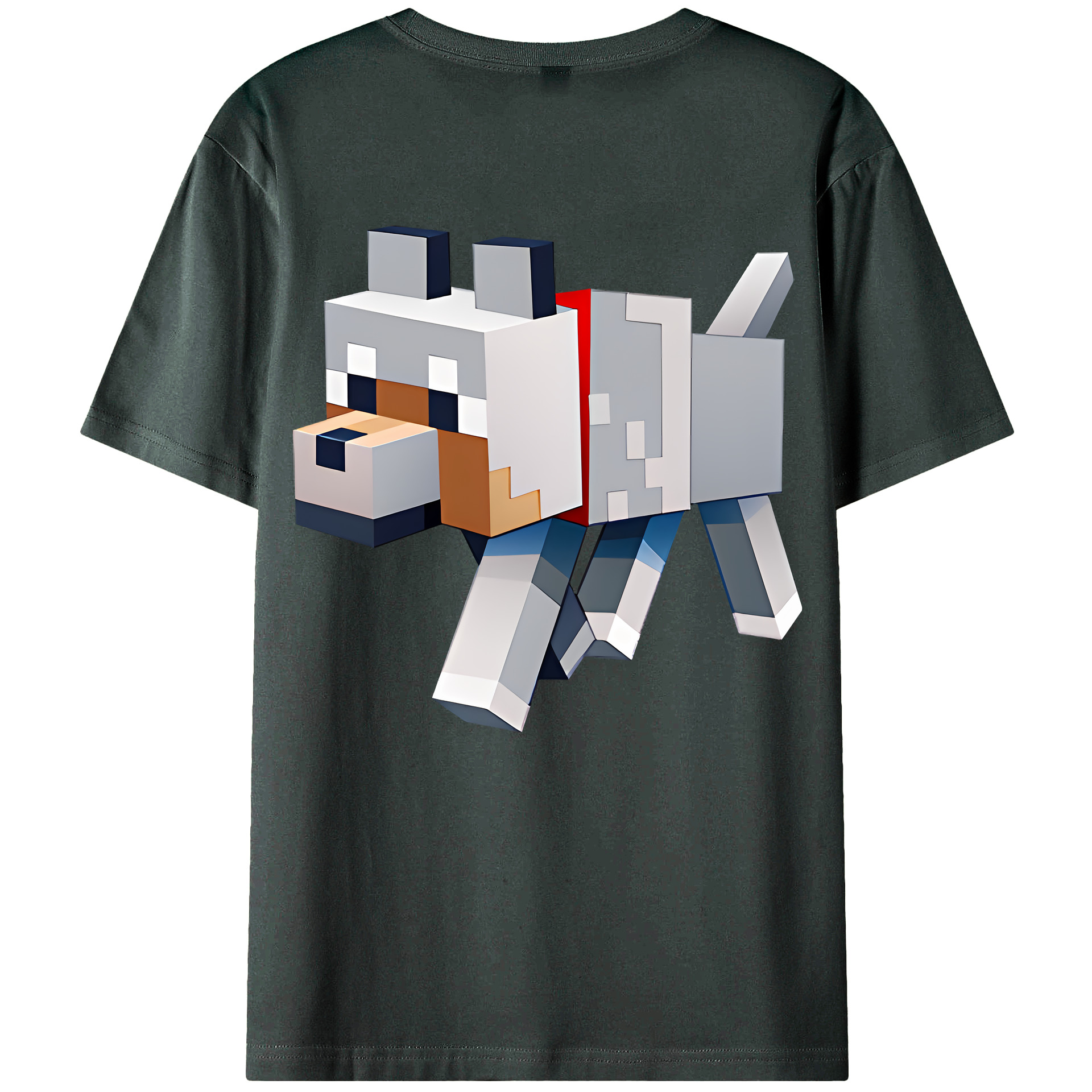 （画像用） マインクラフト ブロックの世界 Minecraft MC Block world 綿100％ メンズ半袖Tシャツ（バックプリント） 通気性